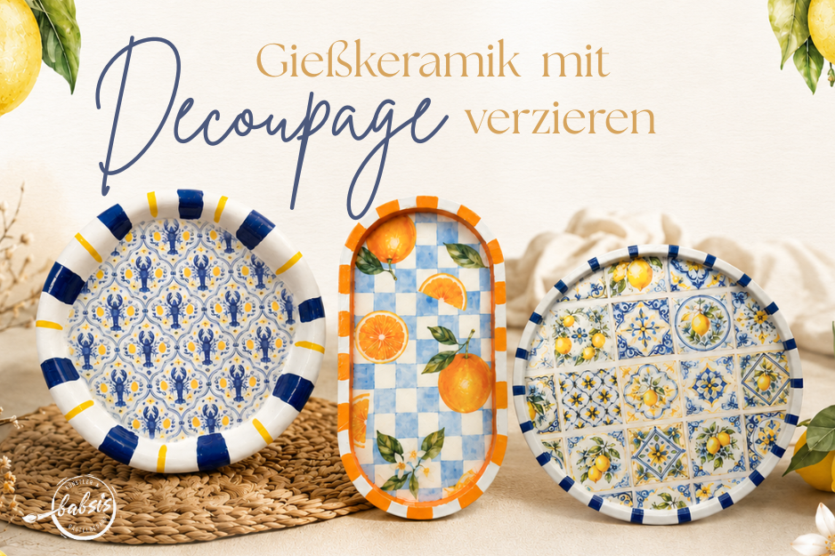 gießkeramik mit decoupagetechnik teller sommer diy