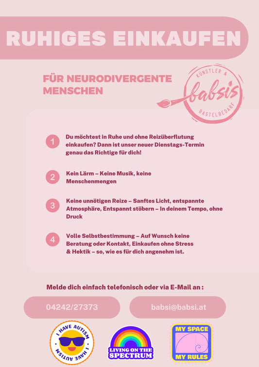 Ruhiges Einkaufen in unsrem Laden für Neurodivergente