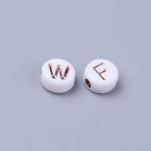 Buchstabenperlen Mix 7x3,5mm weiß-roségold 150 Stück