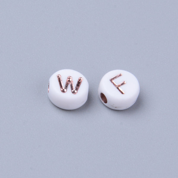 Buchstabenperlen Mix 7x3,5mm weiß-roségold 150 Stück