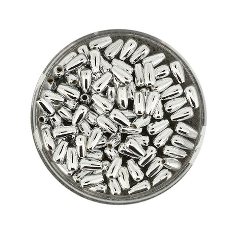 Wachsperle Tropfen 6x3mm metallic, 35 Stück/ Dose, Metallic-Tropfen, Plastikperlen