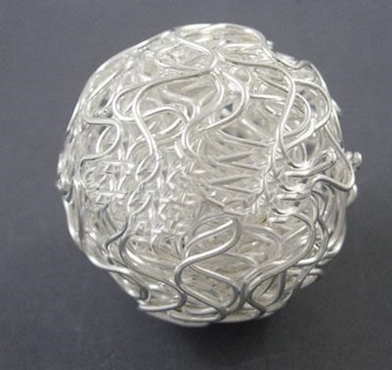 Drahtperle silberfärbig gewickelt 25mm 1 Stück