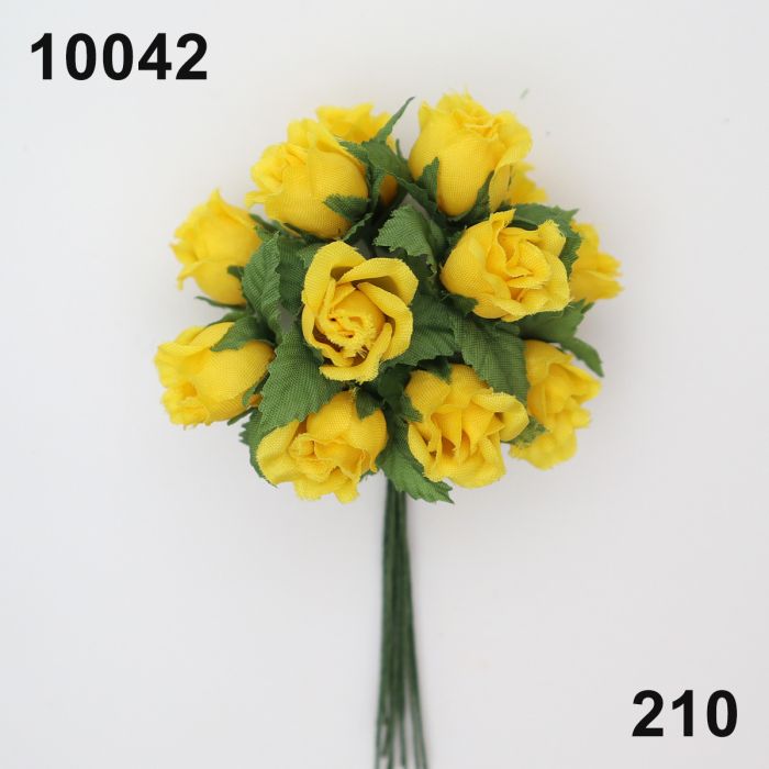 Kleinblumen Farm-Rose gelb auf Drahtstiel 12 Stk./Bund