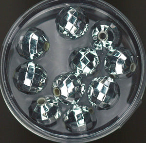 Wachsperle Discokugel rund facettiert silber 10mm 10 Stk./Dose