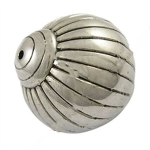 Acrylperle rund gerillt antiksilber 24x27mm 1 Stück