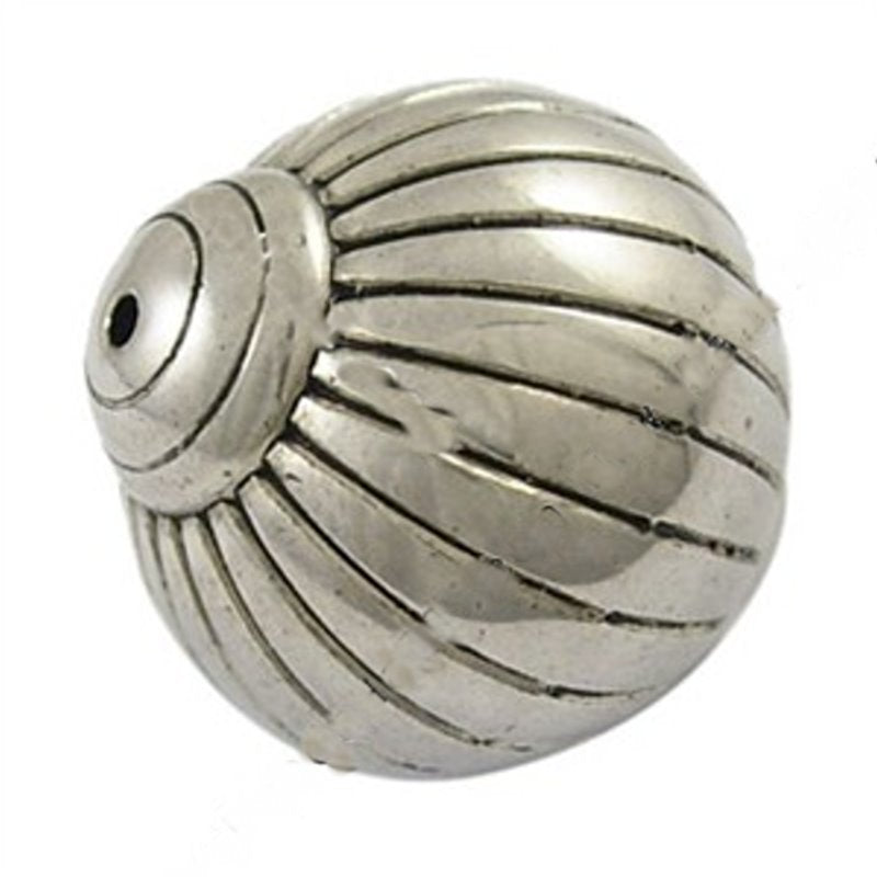 Acrylperle rund gerillt antiksilber 24x27mm 1 Stück