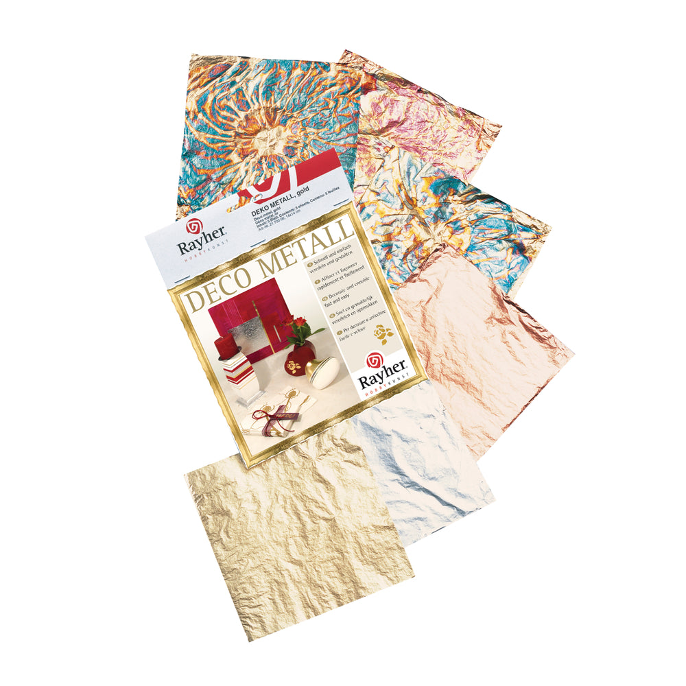 Blattmetall 14 x 14 mm, 5 Blatt, verschiedene Farben