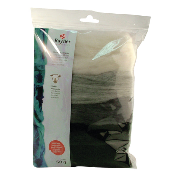 Merino-Kammzug Schurwolle superfein Mischpackung sortiert 18 mic 50g (5x10g)