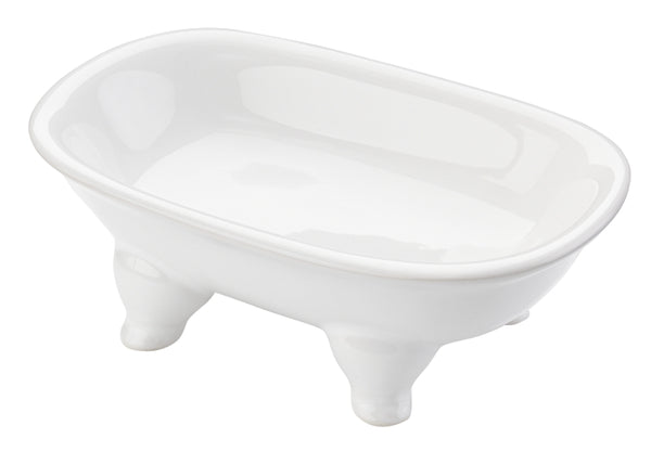 Seifenschale Porzellan Badewanne weiß mit Füßen 14x9x4,5cm