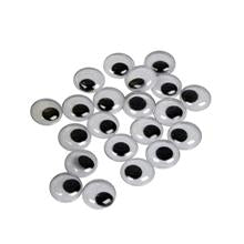 Wackelaugen aus Kunststoff rund schwarz weiß 16 mm 50 Stück
