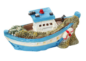 Miniatur Polyresin Fischerboot blau-weiss 6,5 cm 1 Stück