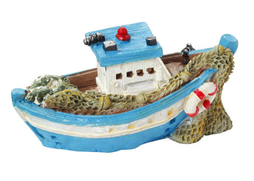 Miniatur Polyresin Fischerboot blau-weiss 6,5 cm 1 Stück