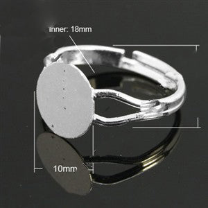Ringschiene mit Platine silberfärbig zart doppelreihig 3 Stück/Pkg
