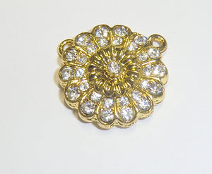 Magnet Blumenverschluss mit Strass, goldfärbig 25x8mm