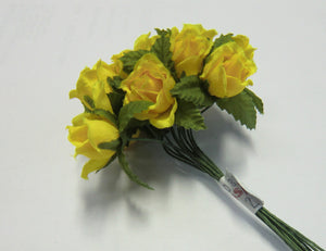 Kleinblumen Farm-Rose gelb auf Drahtstiel 12 Stk./Bund
