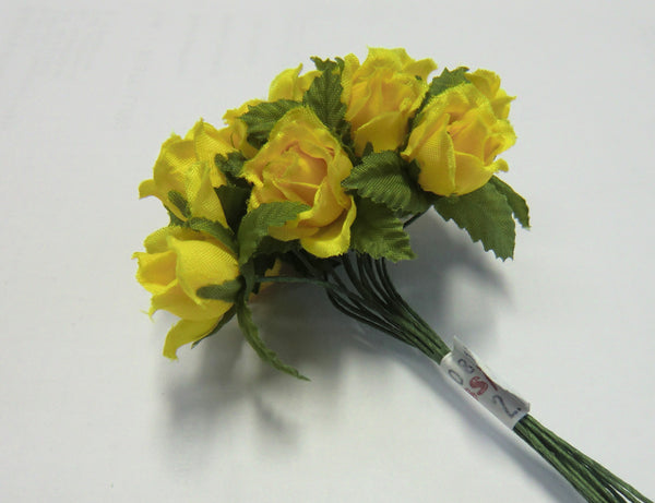 Kleinblumen Farm-Rose gelb auf Drahtstiel 12 Stk./Bund