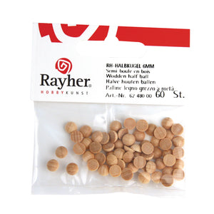 Rohholz-Halbkugel, ungebohrt, 12 mm, 20 Stück/Verpackung