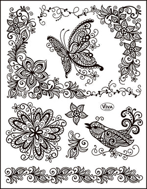 Silikonstempel Scribble Schmetterling 14 x 18 cm