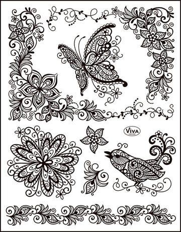 Silikonstempel Scribble Schmetterling 14 x 18 cm