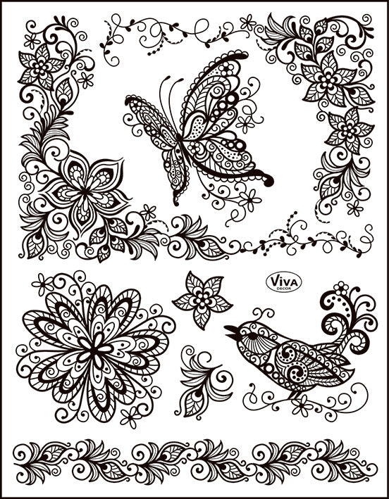 Silikonstempel Scribble Schmetterling 14 x 18 cm