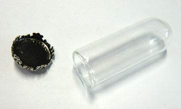 Anhänger Glas Kuppel, antik, Vintage,Metallkappe mit Öse Glasanhänger Dome