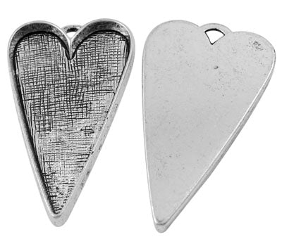 Metallanhänger Schmuckkessel Herz lang antiksilber 53x30x4mm