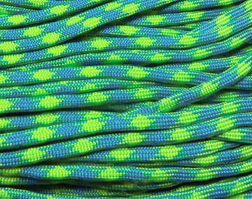 Paracord 4 mm, gemustert, türkis-hellgrün, 6,4m/Bündel
