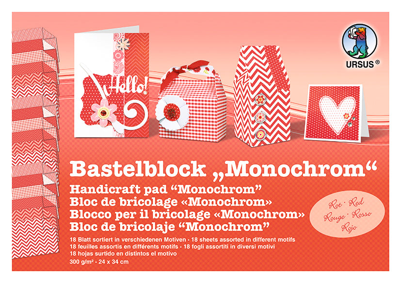 Bastelblock Monochrom 24x34cm 18 Bögen sortiert