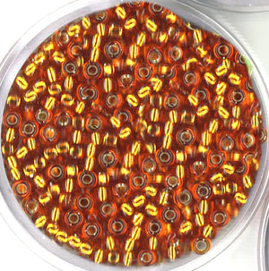 Miyuki Rocailles silbergefüttert orange 2,5 mm, 12 g