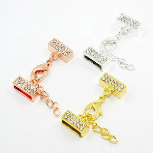 Kappelverschluss rechteckig/Strass, 32x13mm, innen 11x2mm, pro Set
