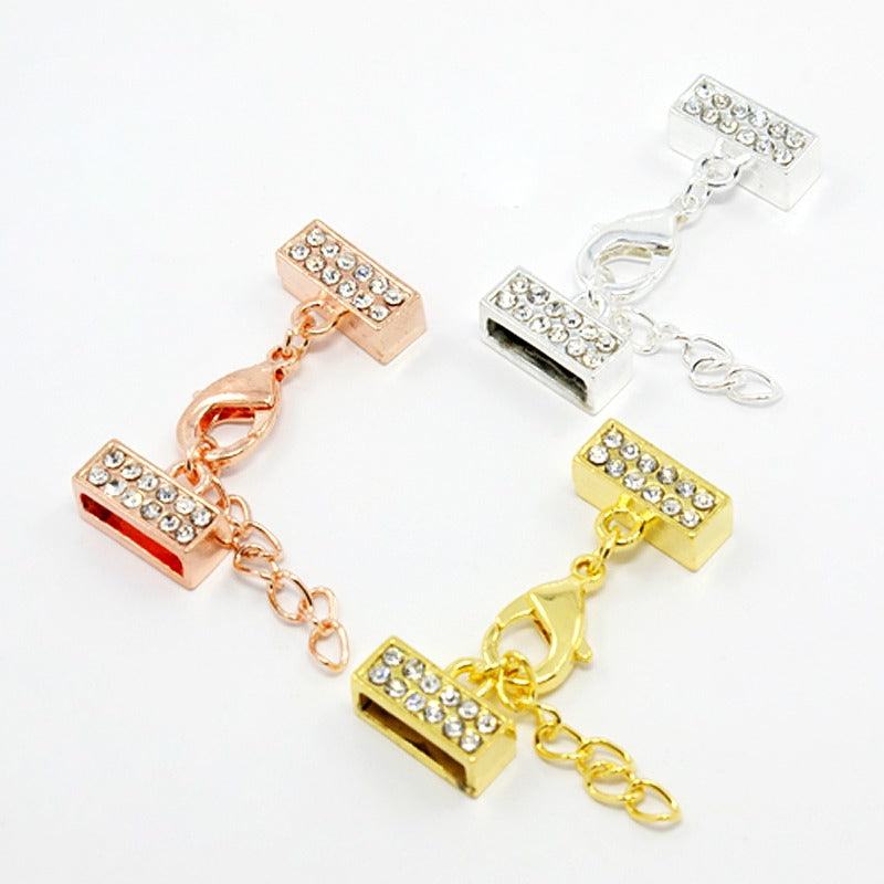Kappelverschluss rechteckig/Strass, 32x13mm, innen 11x2mm, pro Set