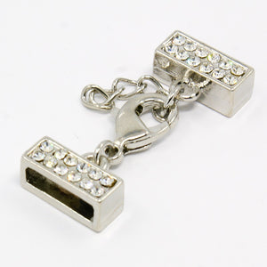 Kappelverschluss rechteckig/Strass, 32x13mm, innen 11x2mm, pro Set