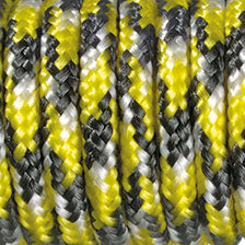 Paracord 2 mm dünn gemustert, gelb-schwarz-weiß, 10 m/Pkg.