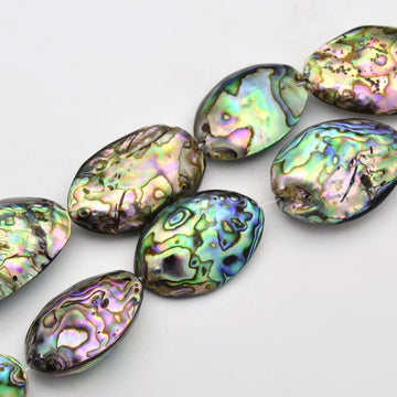 Abalone Muschelperle oval groß bunt schillernd