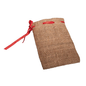 Jutesack natur mit roter Schleife 10x14cm 1 Stück