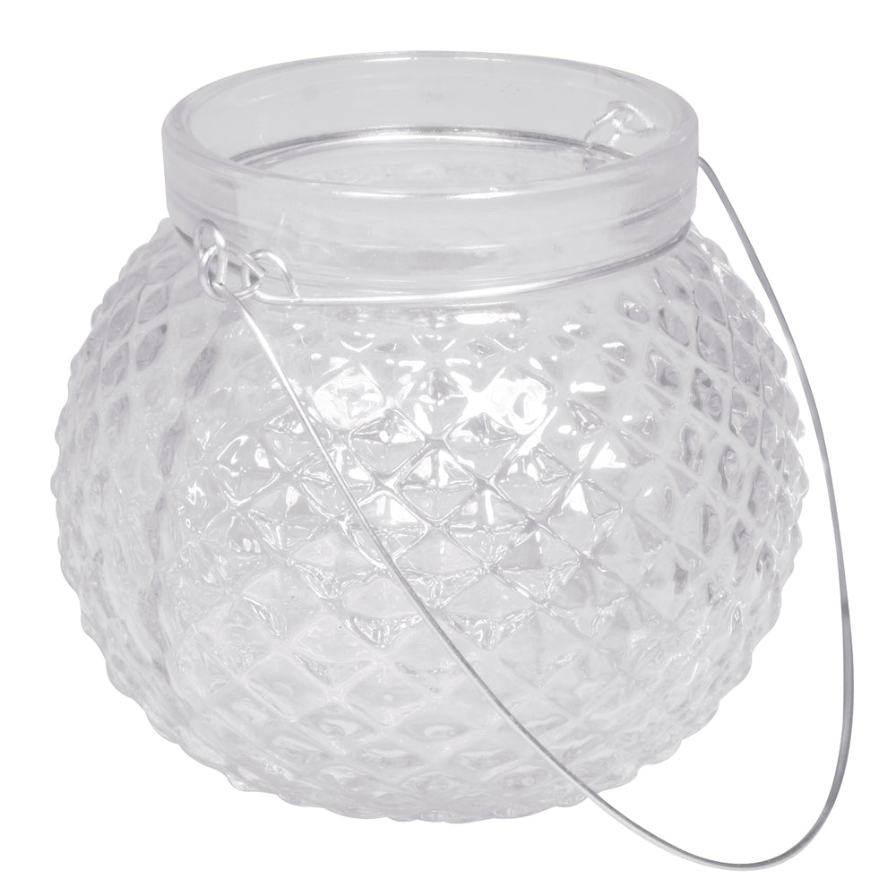 Windlichtglas mit Ornament rund Henkel Höhe 9cm Öffnung 6,5cm