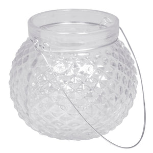 Windlichtglas mit Ornament rund Henkel Höhe 9cm Öffnung 6,5cm