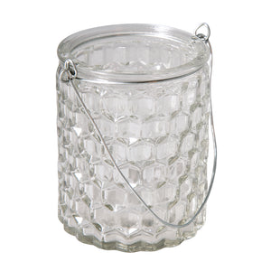 Windlichtglas Wabenmuster mit Henkel 7,5x7,5x9cm 200ml