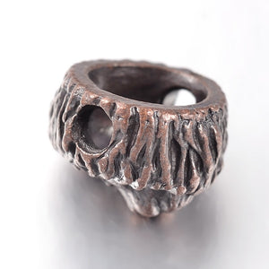 Tibetsilber Löwenperlen, 13mm, 3 mm Lochbohrung quer, hohl, pro Stück