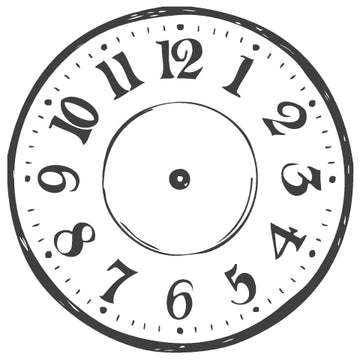 runder Stempel, Uhr ohne Zeiger, Dm 3 cm,