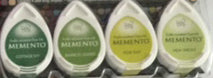 Memento Stempelkissen-Set, Grüntöne, 4 Tropfen