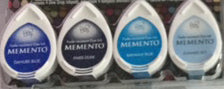 Memento Stempelkissen-Set, Blautöne, 4 Tropfen