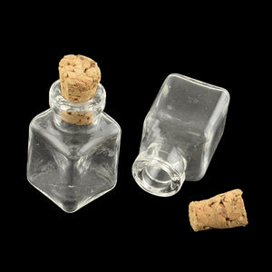 Mini Minifläschchen viereckig mit Kork 25x14x14mm 5 Stück/Packung