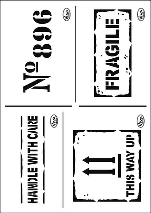 Schablone Schrift und Zeichen Fragile DIN A4