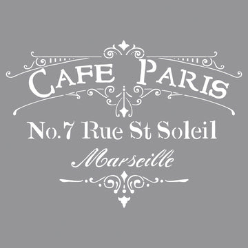 Schablone Schild Cafe Paris Vintage 30,5 x 30,5 cm