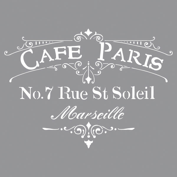 Schablone Schild Cafe Paris Vintage 30,5 x 30,5 cm
