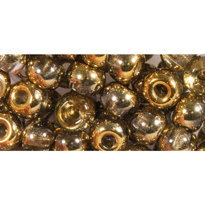 Rocailles Perlen mit Großloch, gold metallic, 5,5mm, 80 Stück