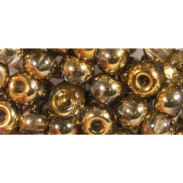 Rocailles Perlen mit Großloch, gold metallic, 5,5mm, 80 Stück