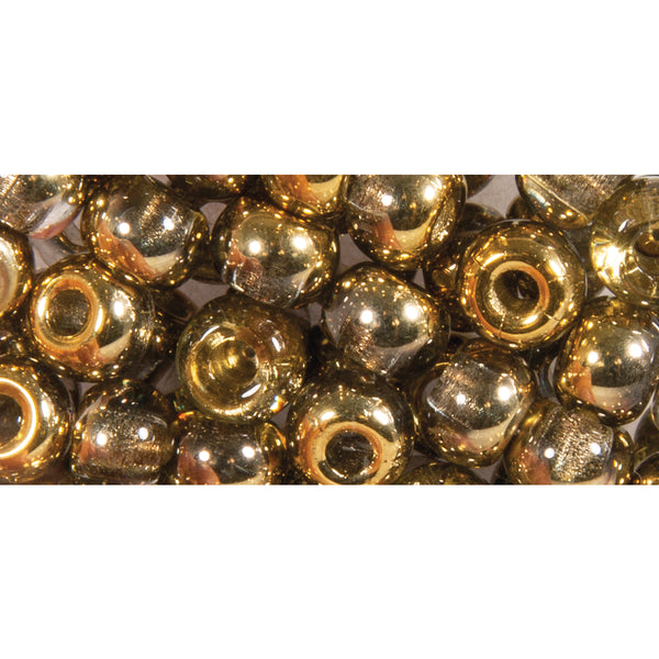 Rocailles Perlen mit Großloch, gold metallic, 5,5mm, 80 Stück