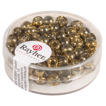 Rocailles Perlen mit Großloch, gold metallic, 5,5mm, 80 Stück